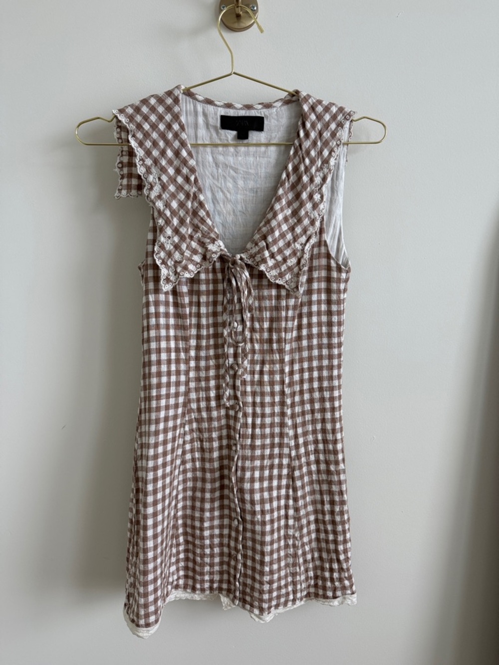 ZARA GINGHAM SHORT DRESS WITH PETER PAN COLLAR